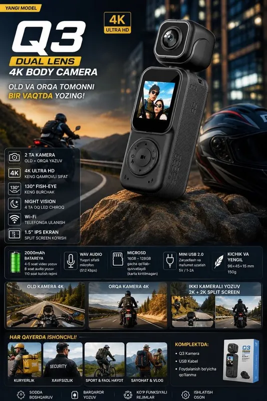 Двухобъективная 4K нательная камера! Двухобъективная 4K нательная камера!