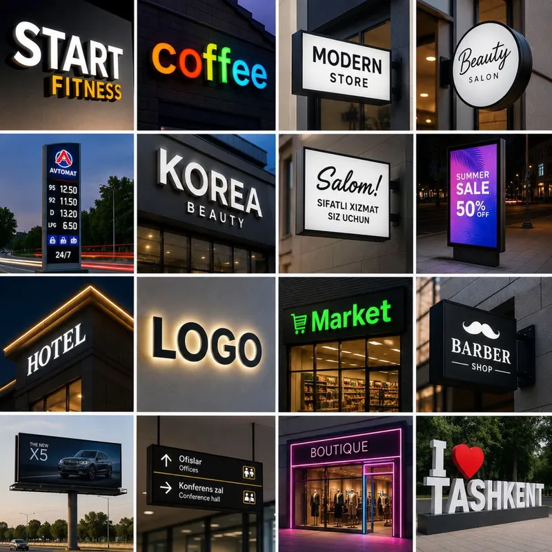 Tashqi reklama | Hajimli harflar, Lightbox, Banner, Oracal — фото 2