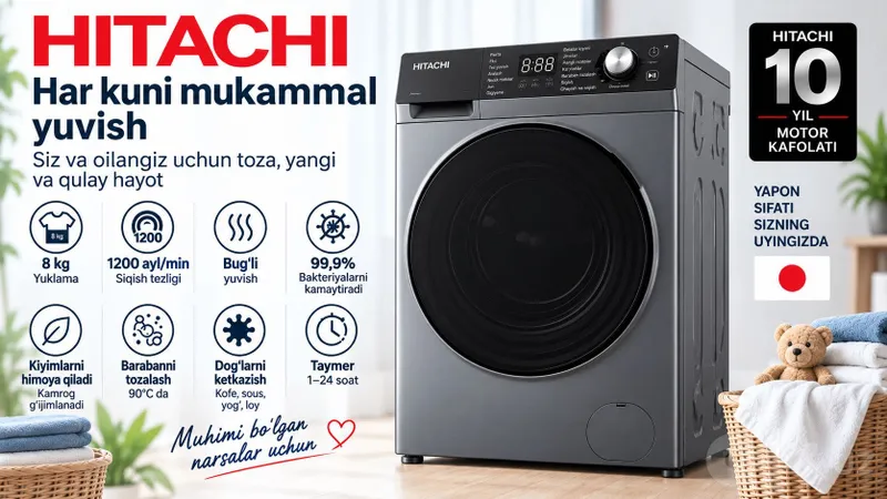 Стиральная машина Hitachi 8кг 2 Стиральная машина Hitachi 8кг 2