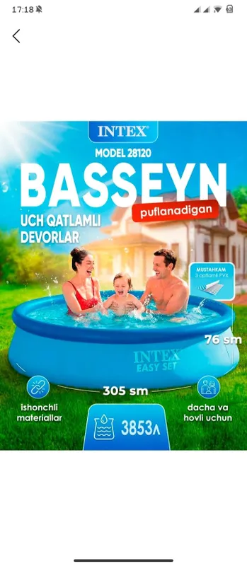 Intex baseyn 305 SM 76 sm Intex baseyn 305 SM 76 sm
