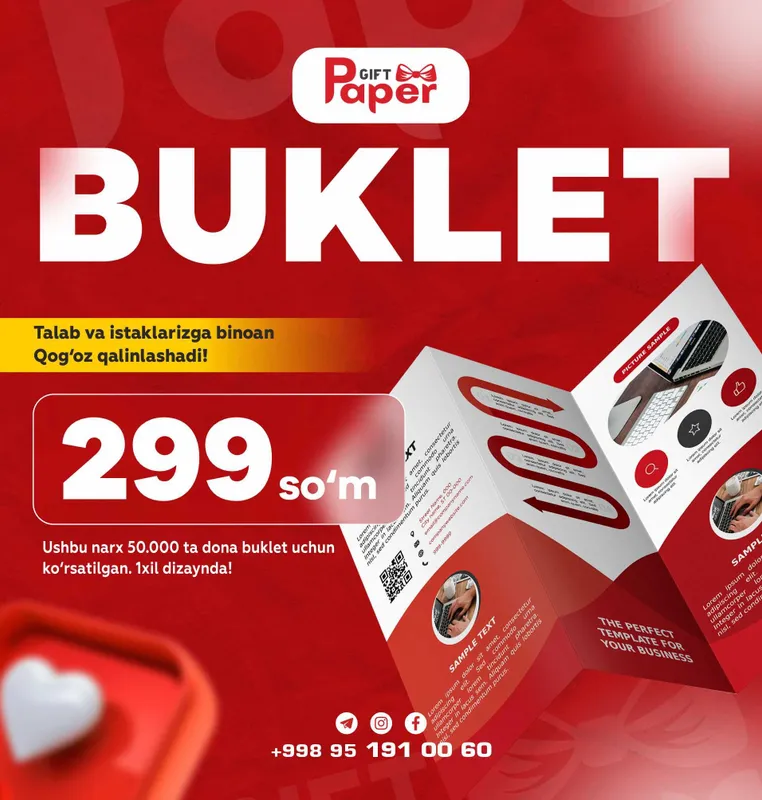Bukletlar SUPER NARXDA! Буклет по супер цене!