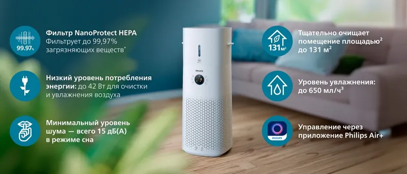 Очиститель и увлажнитель воздуха Philips havo tozalagich humidifier — фото 2