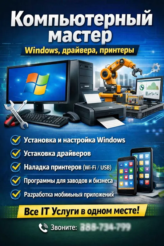 IT xizmatlar | Windows o‘rnatish | Printer sozlash | Dastur yaratish
