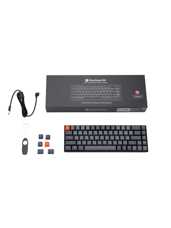 Беспроводная игровая механическая клавиатура Keychron K6 (68 клавиш), Gateron G Pro Red, White LED, Bluetooth, K6O1 — фото 6