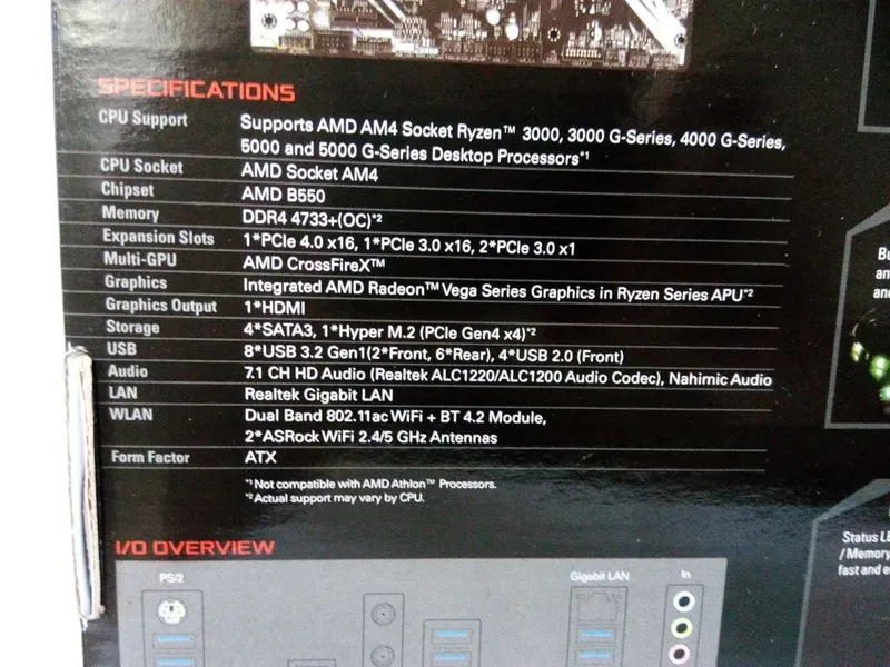 ASRock Phantom Gaming 4/ac B550 Wi-Fi материнская плата для AMD AM4 4 ASRock Phantom Gaming 4/ac B550 Wi-Fi материнская плата для AMD AM4 4