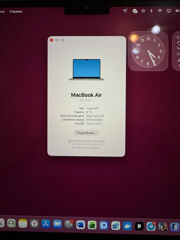 Macbook Air M2,  8/512 space black — фото 1