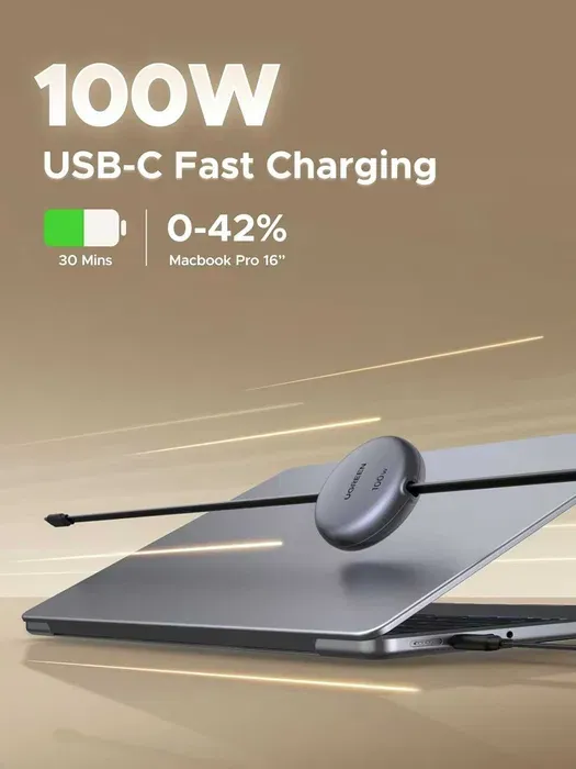 Зарядное устройство UGREEN 100W с выдвижным USB-C — фото 6