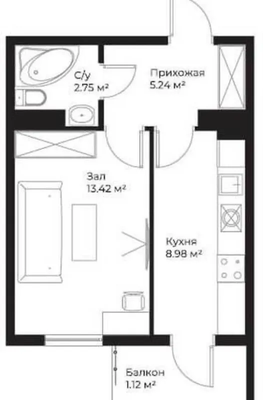 Продается 1 комнатная квартира