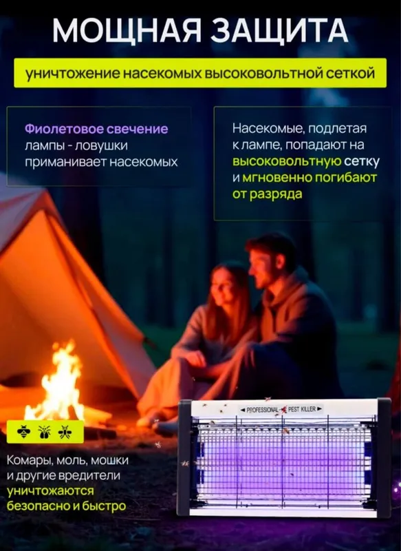 Мухобойка электрическая ловушка от насекомых и комаров Доставка есть — фото 2