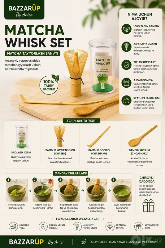 Matcha choy tayyorlash uchun nabor 4 Matcha choy tayyorlash uchun nabor 4