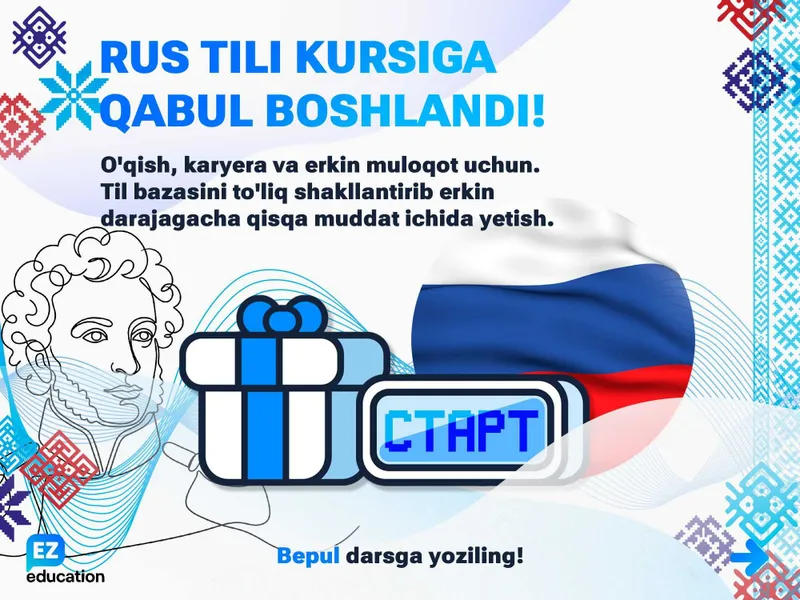 Rus tili darslari, onlayn, noldan tayyorlaymiz! 1