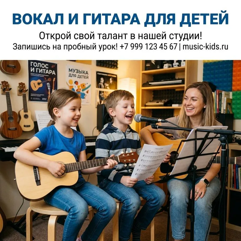 Обучение вокалу и игре на гитаре для детей и взрослых в студии. Ищешь, — фото 1