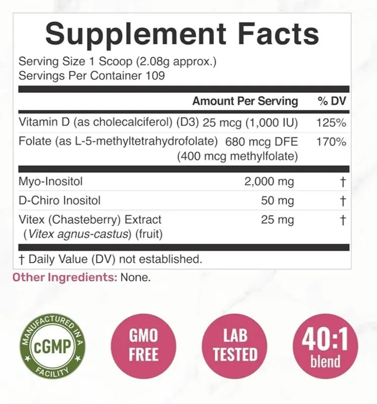 Myo- inositol d chiro, powder,Мио д хиро инозитол,Мио инозитол, 227 gr — фото 2