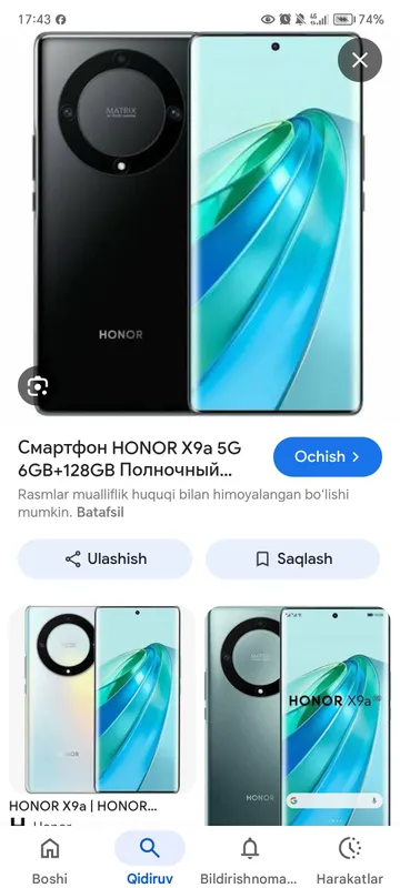 HONOR X9A SOTILADI AYBI YOQ
