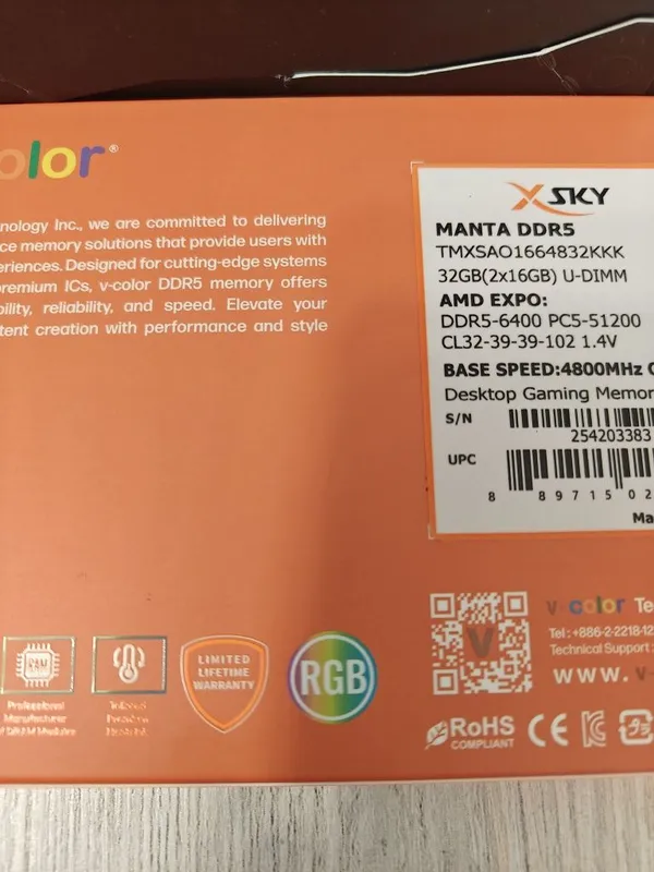 Ryzen 9850x3d + V-Color X Sky Manta 32gb DDR5 — фото 4