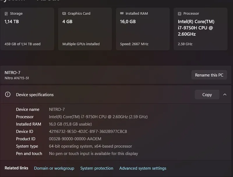 Acer Nitro 7 gaming noutbook — фото 4