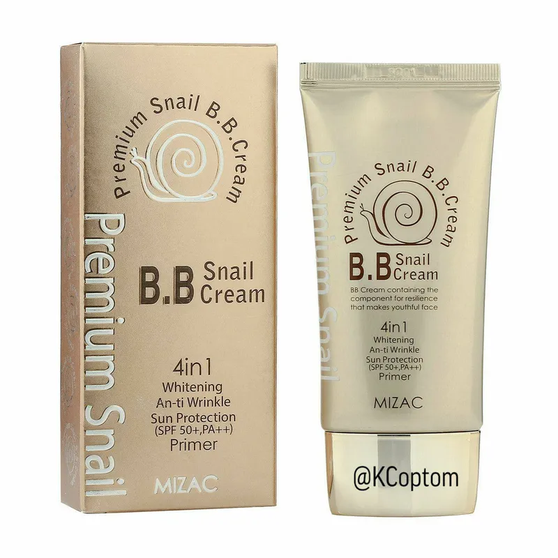 Корейский BB крем для лица на основе муцина улитки Mizac Premium Snail 4в1 SPF50+ Корейский BB крем для лица на основе муцина улитки Mizac Premium Snail 4в1 SPF50+