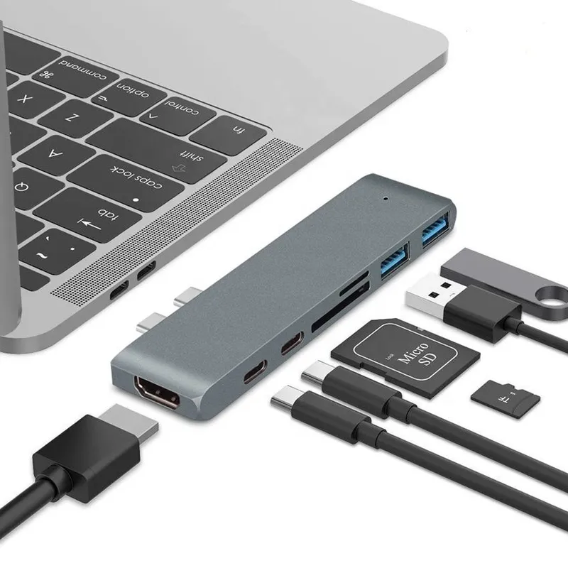 Type c , 1 ×7, usb 3.0 ,type c,hdmi,card reader, us,macbook,переходник