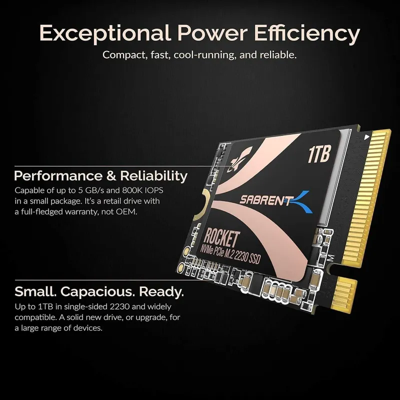 Внутренний SSD накопитель SABRENT Rocket 2230 1TB NVMe SSD — фото 3