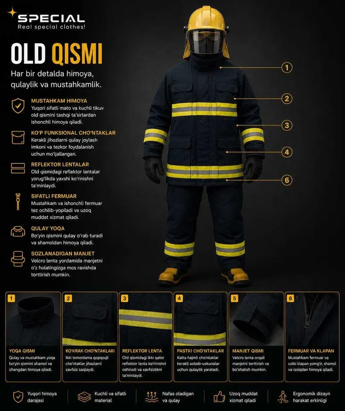 O`t o`chiruvchilar formasi Форма пожарного Firefighter uniform 2