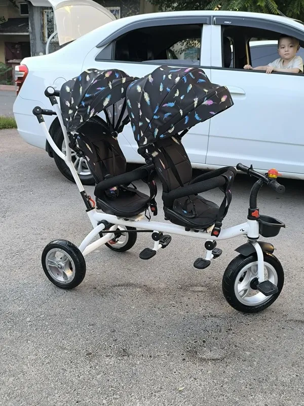 Коляска, Egizlarga uch oyoqli velosiped, velokolyaska, велоколяска — фото 4