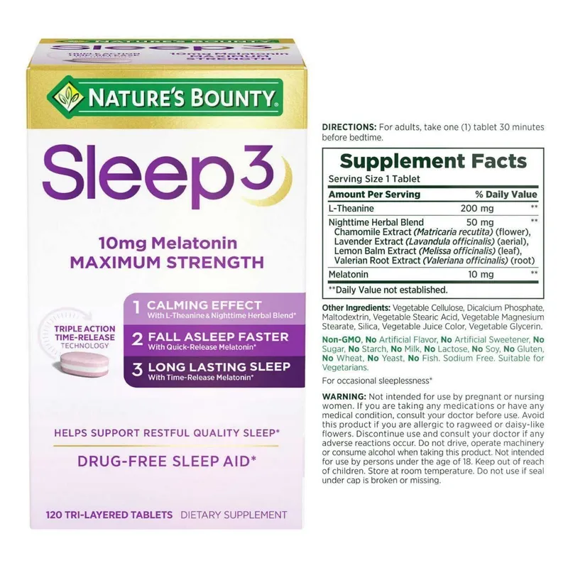 Nature's Bounty® Sleep 3 — это снотворное средство тройного действия, — фото 1