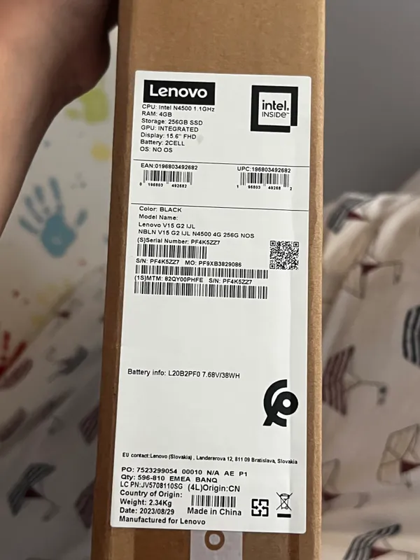Lenovo V15 G2 IJL, новый, 4/256 ГБ SSD, без Window