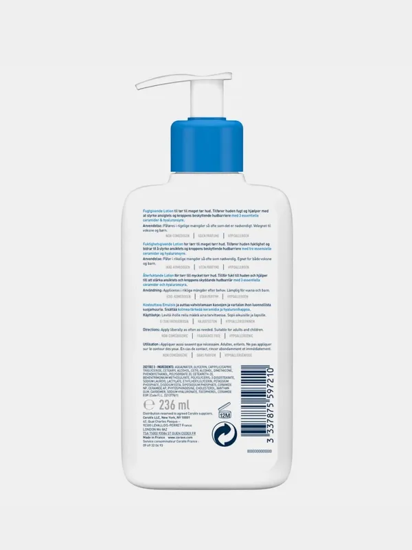 CeraVe quruq va juda quruq yuz va badan terisi uchun namlantiruvchi losyon