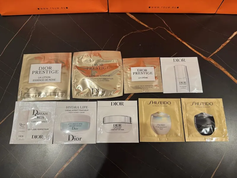 Разные крема и сыворотки Dior и Shiseido