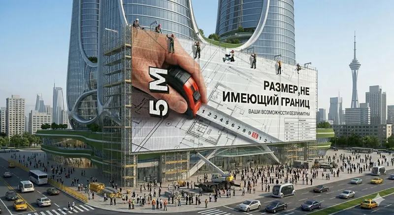 Фасадная УФ-печать на сетке 5 метров — Бесшовное закрытие зданий — фото 2