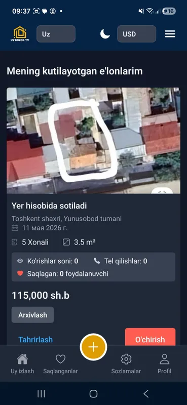 yer hisobida uy sotiladi