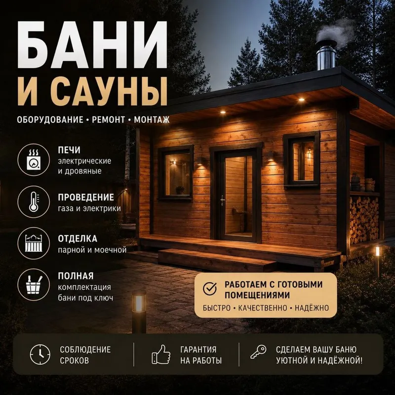 Сооружение бань, саун, парилок - под ключ! Сооружение бань, саун, парилок - под ключ!