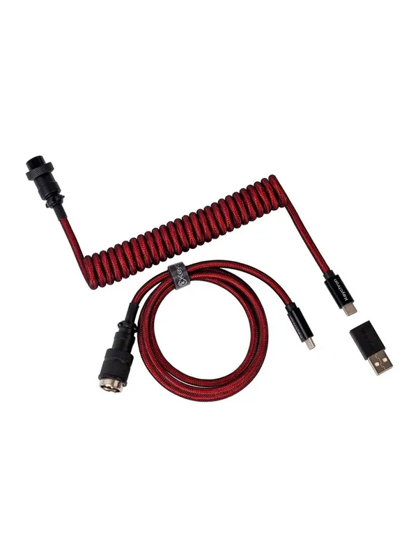 Кабель для клавиатуры Keychron Type-A/Type-C Keychron Premium Coiled Aviator Cable-Straight Red — фото 1