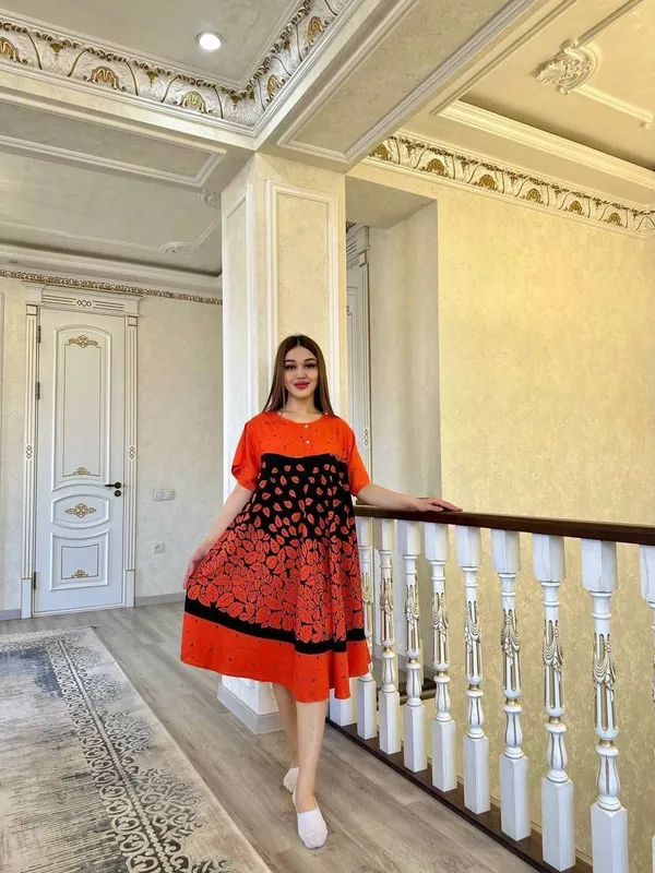 Штапельные платья Индонезии модель Разлетайка — фото 2