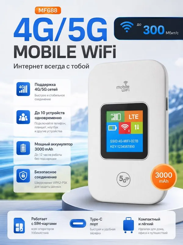 WiFi-Router, Simsiz 4G-5G LTE router Sim-karta 3