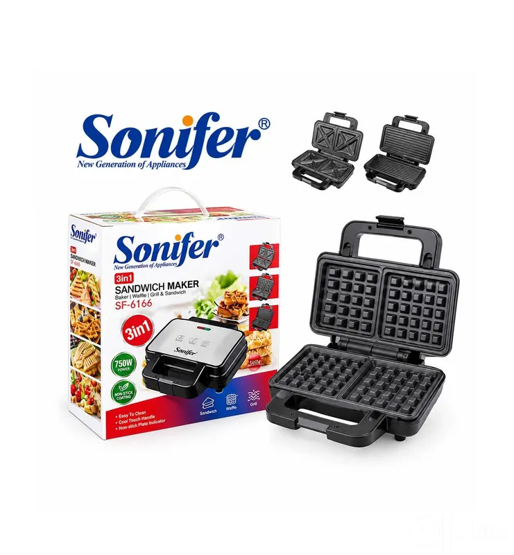 Вафельница, Тостер, Сендвич 3в1 Sonifer SF-6166 1 Вафельница, Тостер, Сендвич 3в1 Sonifer SF-6166 1