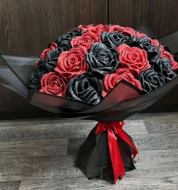 Розы из атласных ленты на заказ 3