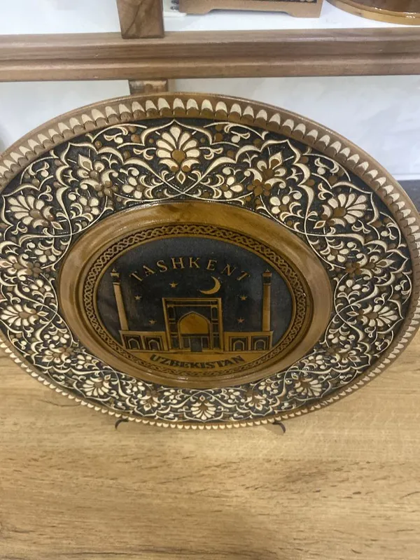 Wooden Decorative Plate With Carving D30 cm AO 3