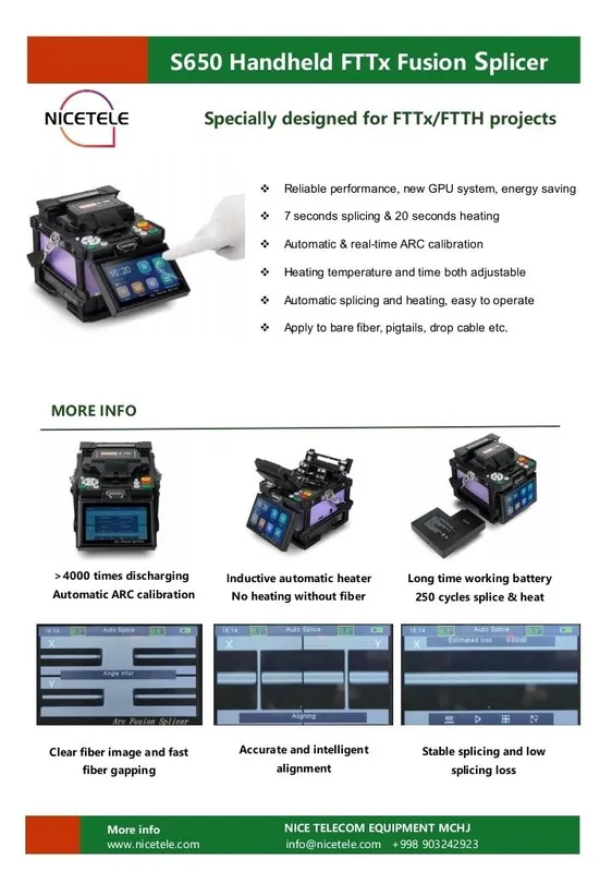 Svarka aparati, S650 Handheld FTTx Fusion Splicer