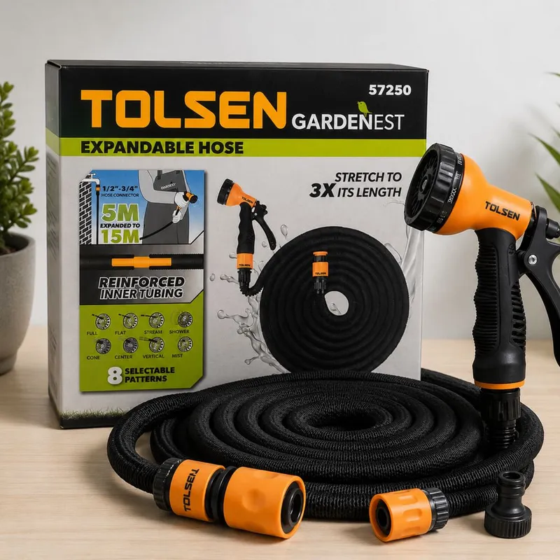 Растягивающийся шланг TOLSEN GARDENEST 5–15 м 1 Растягивающийся шланг TOLSEN GARDENEST 5–15 м 1
