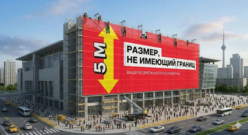 Фасадная УФ-печать на сетке 5 метров — Бесшовное закрытие зданий — фото 3