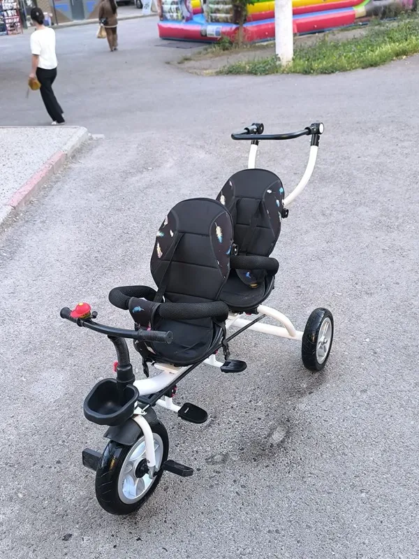 Коляска, Egizlarga uch oyoqli velosiped, velokolyaska, велоколяска — фото 3