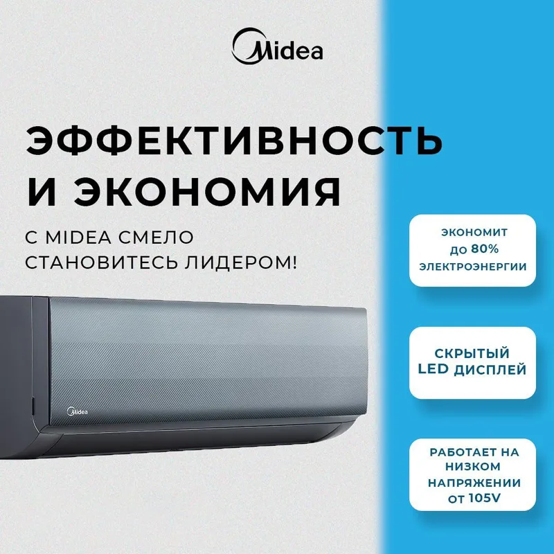 Кондиционер Midea Naomi 9|12|18|24|Inverter+Lowvoltage.стильный дизаин — фото 3