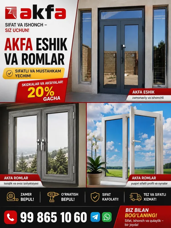 AKFA eshik va romlari uchun sifatli maskit setka yasaymiz!