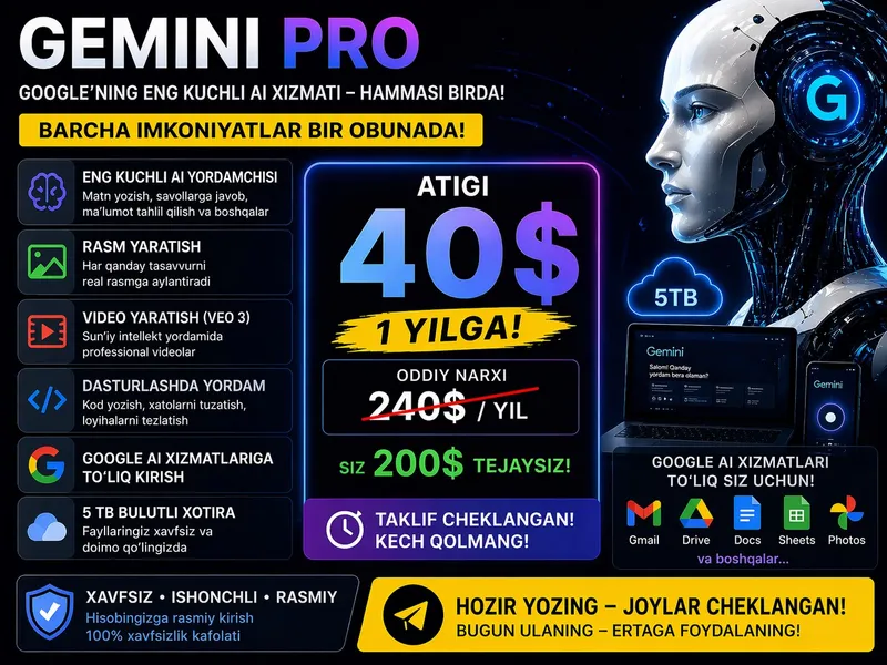 Gemini Pro obunasi