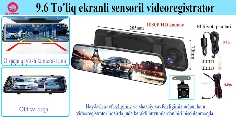9.6 To‘liq ekranli sensorli videoregistrator — фото 3