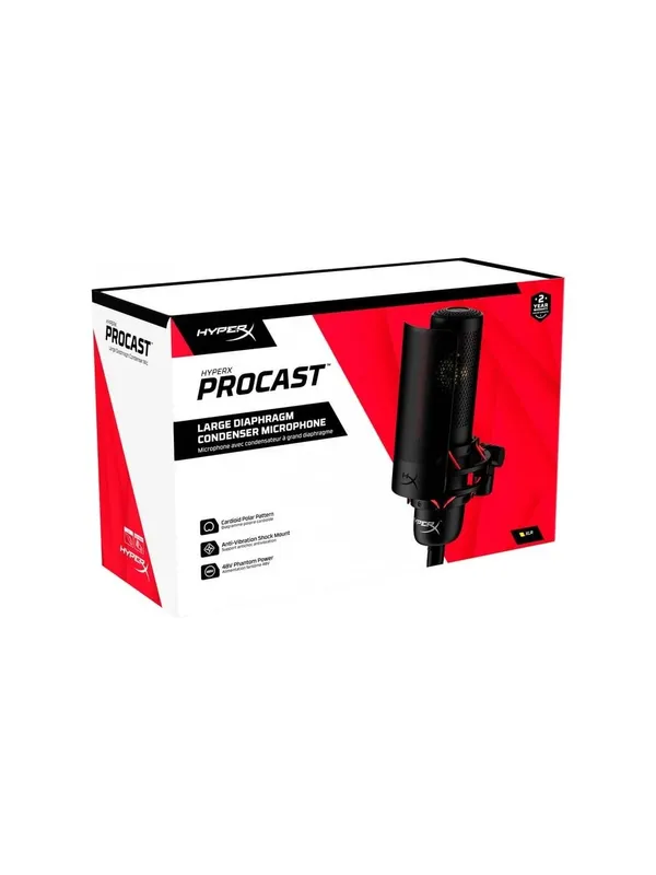 Игровой микрофон HyperX ProCast, XLR, студийный, антивибрационный подвес, черный — фото 6