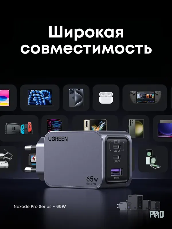 UGREEN Nexode Pro 65W GaN зарядное устройство — фото 4
