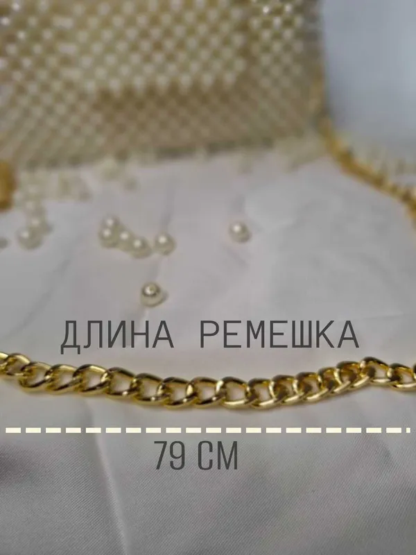 Сумка из бусин — жемчуг, с подкладом и пыльником — фото 5