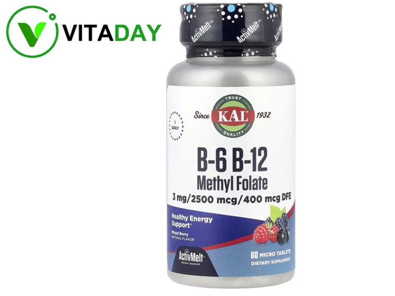 KAL B-6 B-12 Methyl Folate Mixed Berry B-6 B-12 метилфолат B 6 B 12
